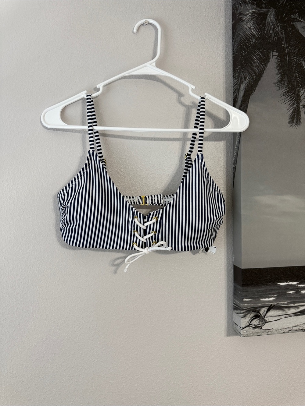 Xhilaration Navy and White Trim Bikini Top